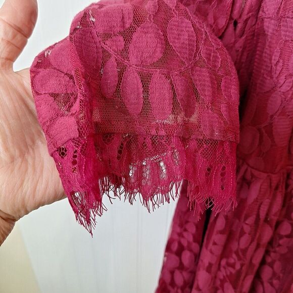 Torrid Women's Lace‎ Dress Size 24 Lined 3/4 Sleeve Wine Valentines Holiday - Picture 12 of 14